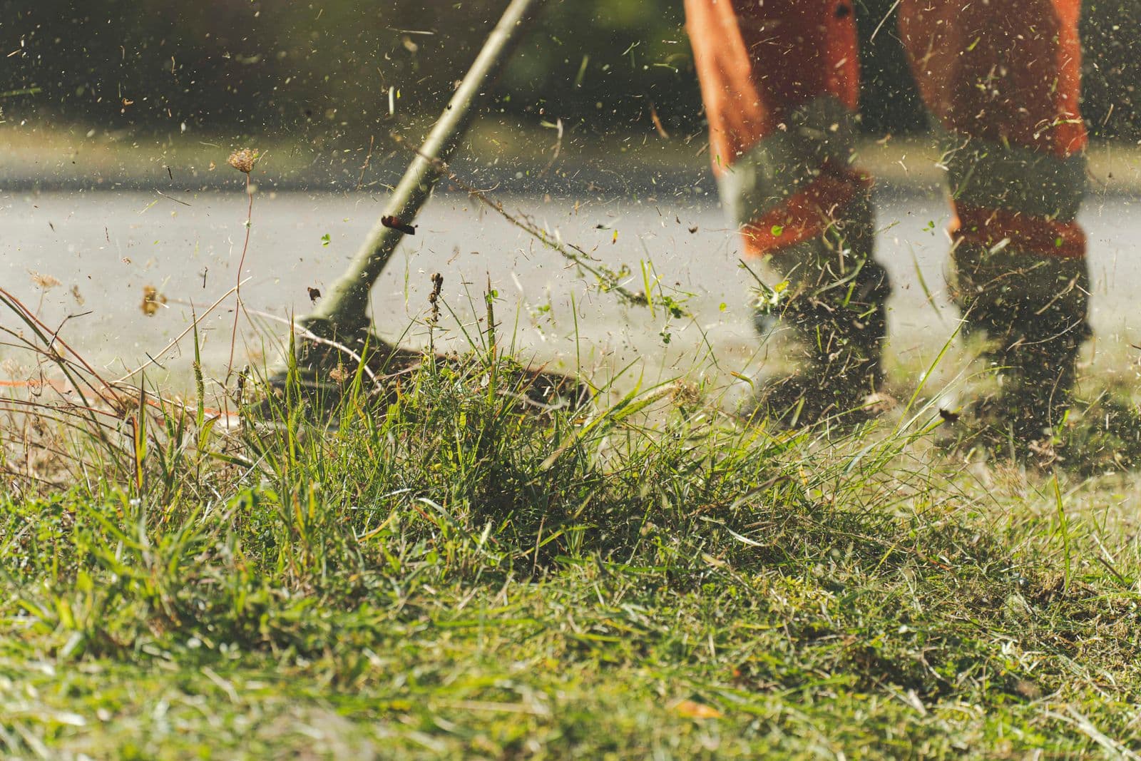 Crew mowing a lawn